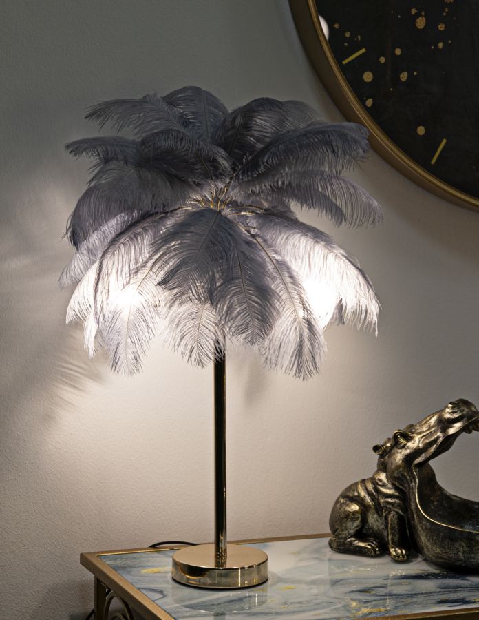 Lampada da Tavolo Elegante Palm Grigia 55x60 cm