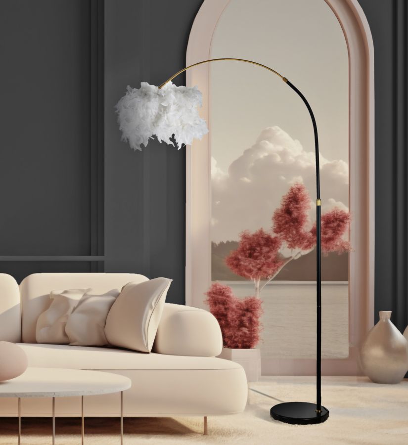 Lampada da Terra Arc Plur con Paralume Elegante 100x150-180 cm
