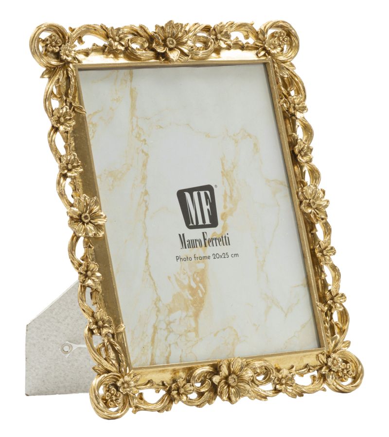 Cornice classica cm 26,9x2 dorata barocca lusso con decori floreali, perfetta per foto 20x25 cm, ideale per ambienti eleganti.