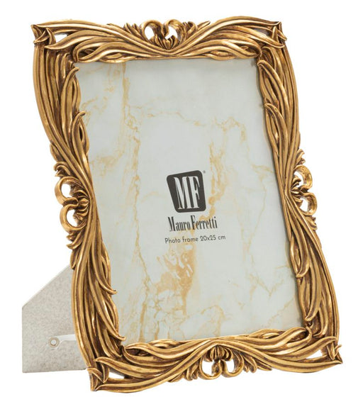 Cornice Baroque 27,5x2x32,5 cm in stile barocco dorato con misura interna 20x25 cm, perfetta per foto eleganti su mobili classici.