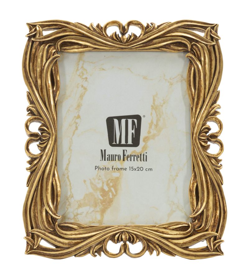 Fotocornice Mauro Ferretti Baroque 15x20 cm con dettagli ornamentali dorati, perfetta per arredamento classico e raffinato.