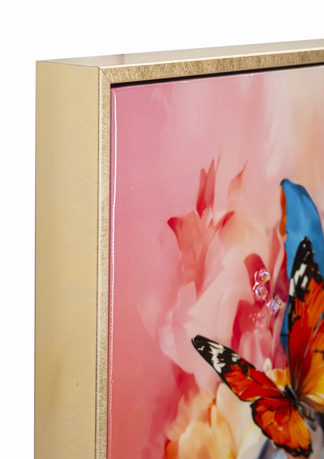 Dettaglio della cornice del dipinto su tela laccato Marty 62x4x92 cm, finitura dorata elegante per decorazioni da parete moderne.