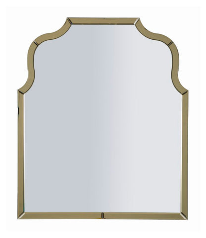 Specchio da muro Ankara oro misura 78x93 elegante con cornice sagomata dorata, ideale per ambienti raffinati e moderni.