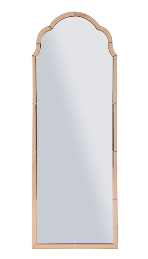 Specchio Tangeri da muro rosa 55x2x150 cm con cornice sagomata e vetro di qualità, ideale per ambienti eleganti e moderni.
