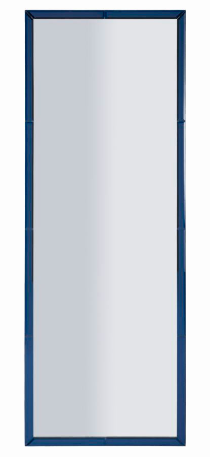 Specchio da muro Berlino blu 55x2x150 cm con cornice moderna in vetro sfaccettato, ideale per ambienti eleganti e contemporanei.