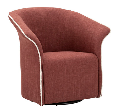 Poltrona Girevole Siena Bordeaux con base girevole nera e profili bianchi, design elegante per soggiorni moderni.