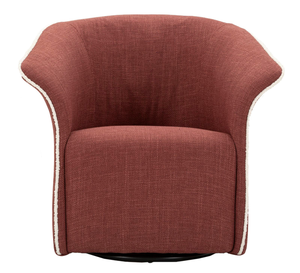 Poltrona Girevole Siena Bordeaux vista frontale, design elegante con profili bianchi e base girevole.