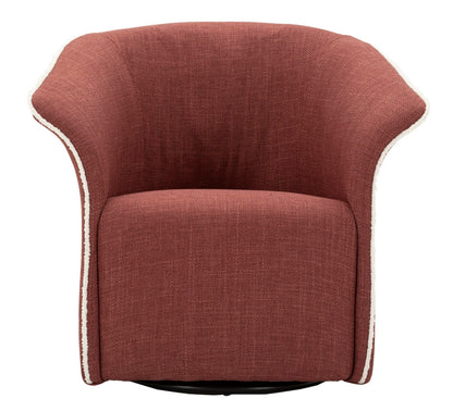 Poltrona Girevole Siena Bordeaux vista frontale, design elegante con profili bianchi e base girevole.
