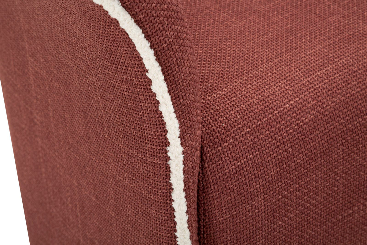 Particolare del bordo bianco e tessuto della Poltrona Girevole Siena Bordeaux, qualità e stile.
