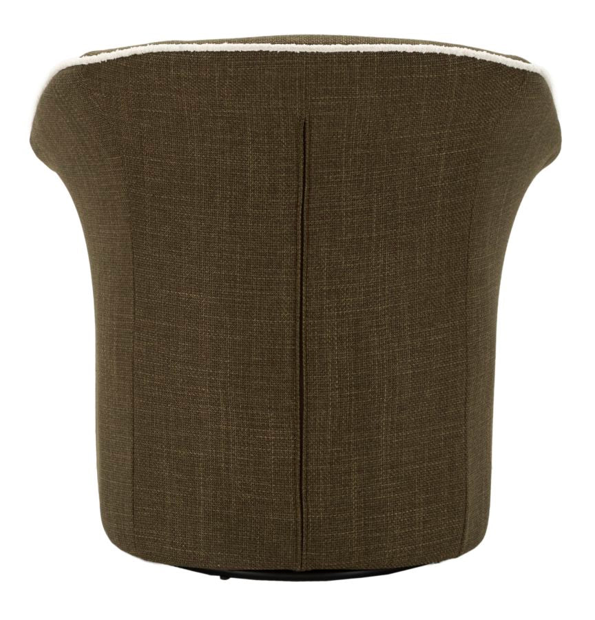 Retro della Poltrona Girevole Siena Verde, tessuto verde uniforme e cuciture precise per un look elegante e funzionale.