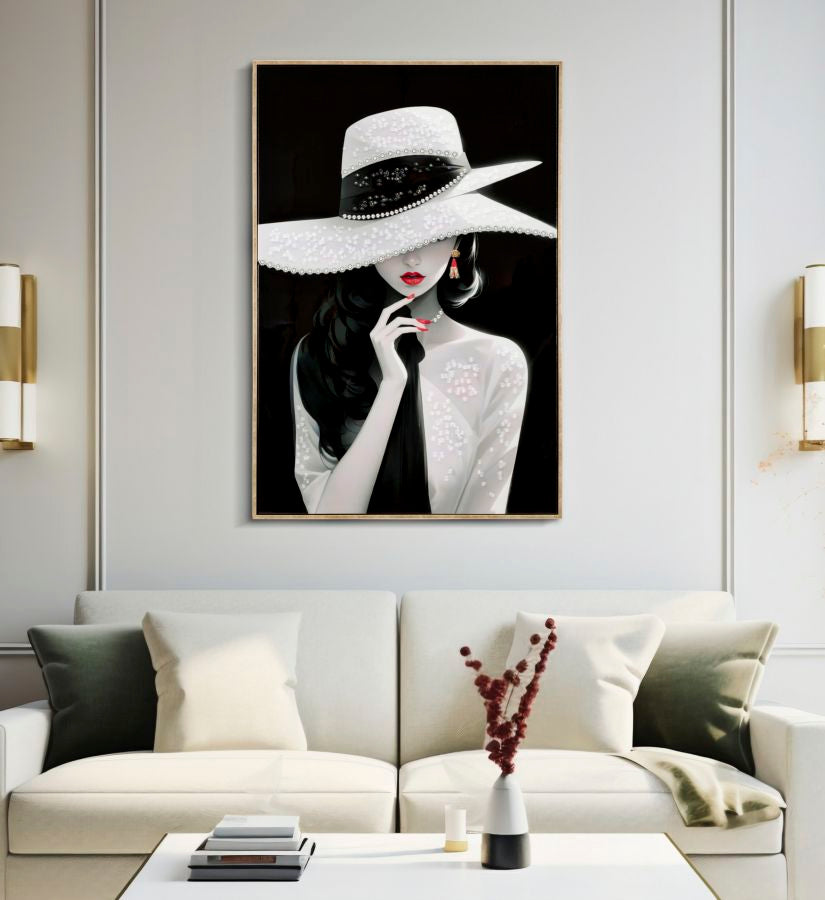 Il dipinto su tela laccato Marty C/Cornice -A- Elegante 62X4X92 esposto in un salotto moderno, perfetto per decorazioni da parete di lusso.