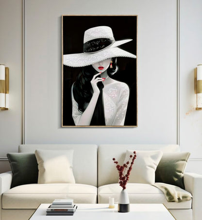 Il dipinto su tela laccato Marty C/Cornice -A- Elegante 62X4X92 esposto in un salotto moderno, perfetto per decorazioni da parete di lusso.