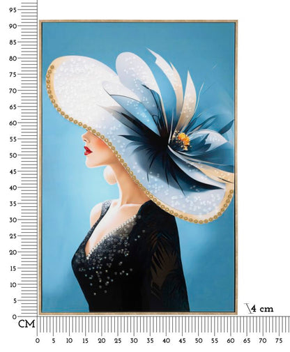 Misure del dipinto su tela laccato Dori C/Cornice Eleganza 62x4x92 cm con scala in centimetri per decorazioni da parete.