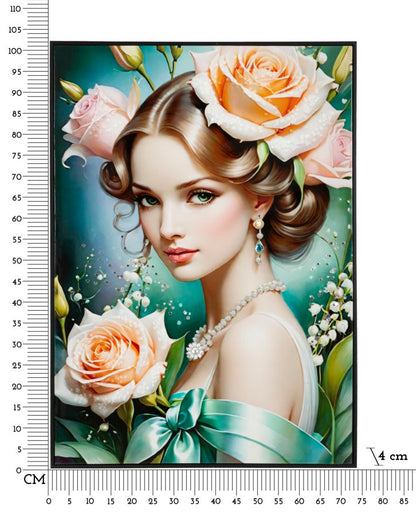 Misure del dipinto su tela laccato Fantasy con cornice B 72x4x102 cm, decorazione da parete perfetta per ambienti eleganti e contemporanei.