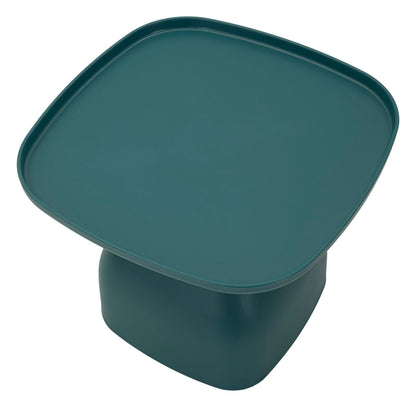 Vista dall’alto del Tavolinetto Gea Blu Versatile, piano quadrato con angoli arrotondati, ideale per salotti e spazi multifunzionali.