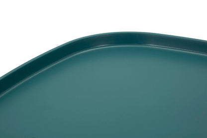 Dettaglio del bordo del Tavolinetto Gea Blu Elegante, con finitura liscia e resistente, perfetto per uso quotidiano.