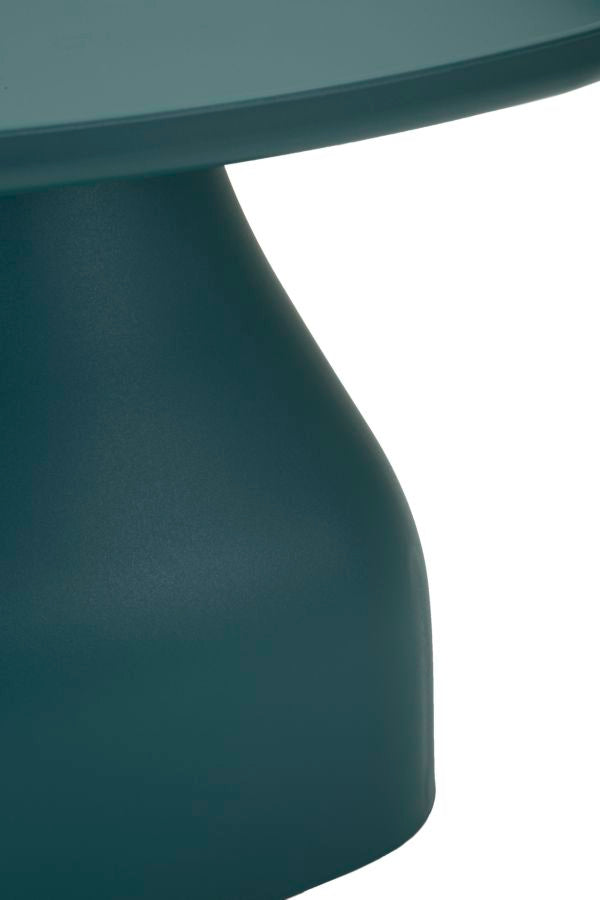 Particolare della base del Tavolinetto Gea Blu Versatile, forma curva e stabile, adatta a ogni stile d’arredo moderno.