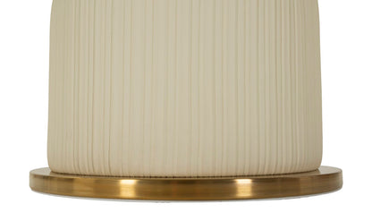 Base del Tavolino Nova con struttura plissettata color crema e bordo dorato, design elegante per tavolini da salotto moderni.