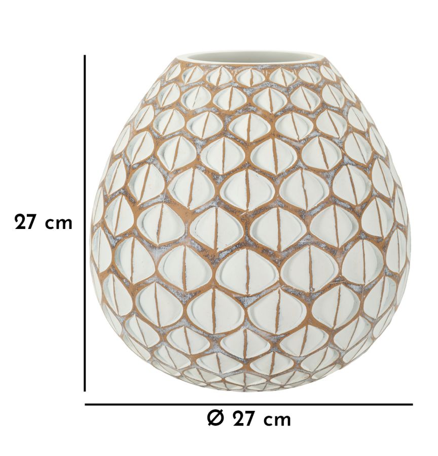 Vaso Resina Tibet Ø27x27 cm con misure evidenziate, ideale per decorazioni moderne e complementi d'arredo eleganti.