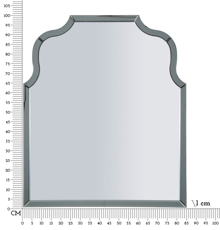 Specchio da parete Ankara Grigio 85x100 cm con scala metrica, ideale per valutare dimensioni e adattabilità all’arredo.