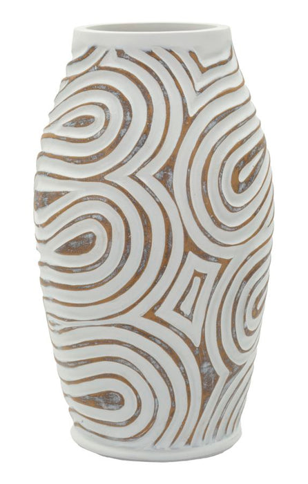 Vaso Oblix In Poliresina Diametro 19,5 Cm Altezza 35 Cm Apertura 10,5 Cm Decori a Spirale Compatto e Raffinato