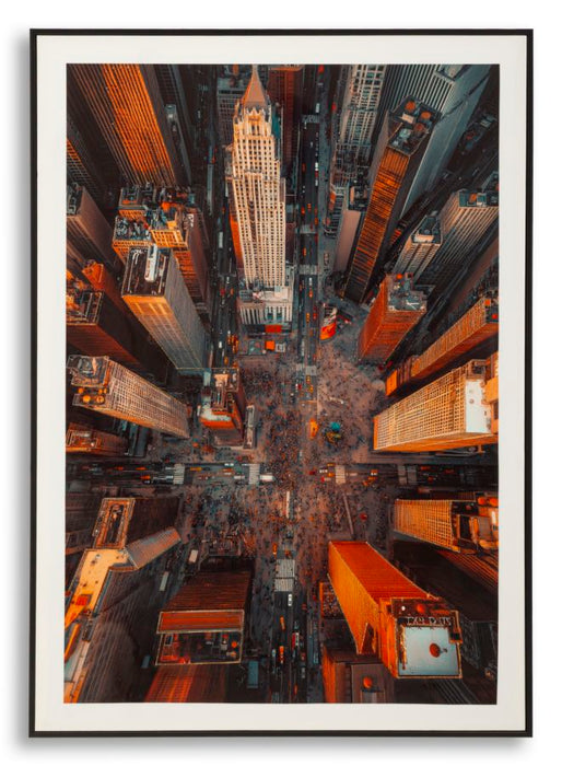 Stampa su tela laccata new york c/cornice cm fir wood, canvas and plastic 7