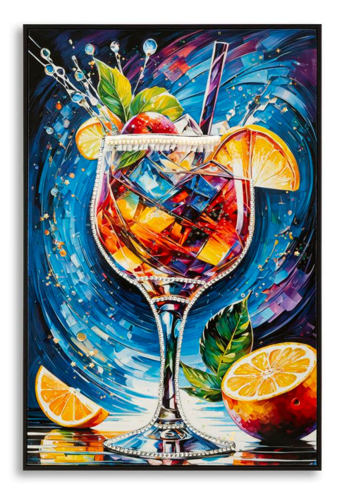 Stampa decorata su tela laccata c/cornice cocktail cm 62 x 3,5 x 92 fir woo