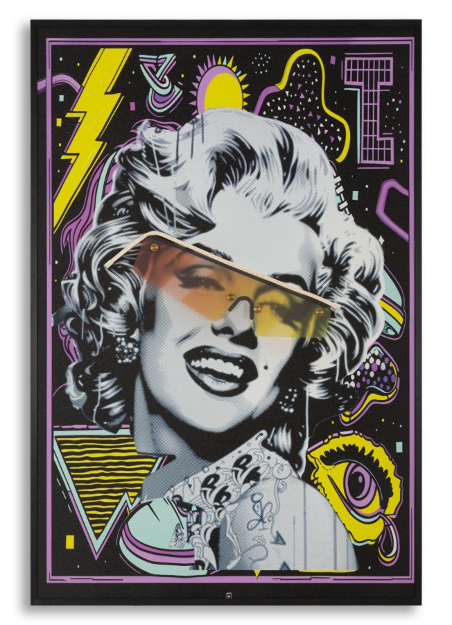 Stampa LED su tela Marilin con immagine di Marilyn Monroe, dettagli in acrilico 3D, colori vivaci, dimensioni 60x90 cm, decorazione moderna