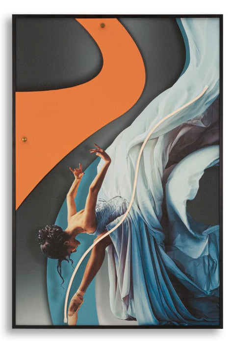 Stampa Con LED Su Tela Ballerina Sospesa In Movimento Con Effetto 3D Acrilico 60 X 3,5 X 90 Cm