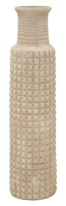 Vaso Da Esterno In Polyresina Con Texture Sabbia Diametro 28 Cm Altezza 110 Cm Apertura Diametro 18 Cm