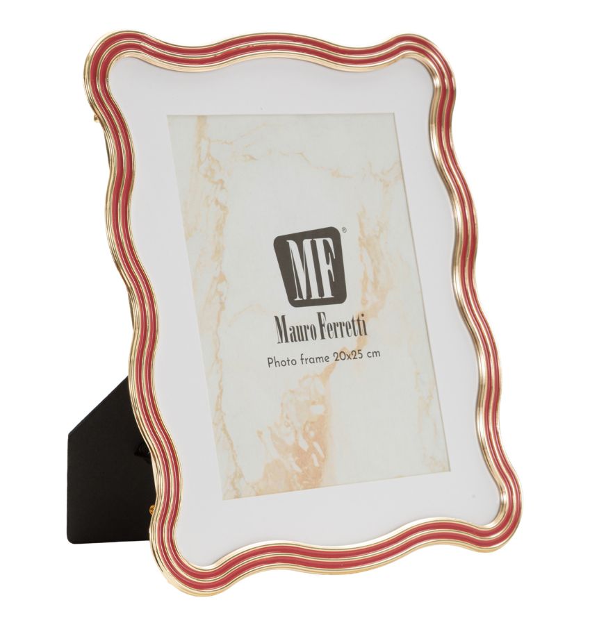 Cornice Elizabeth Rossa con profili curvi in metallo, dimensioni 22,7 x 27,6 cm, perfetta per incorniciare foto o opere d'arte eleganti.