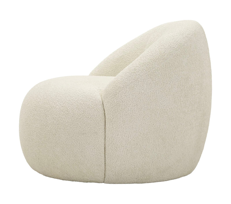 Poltrona Ginevra Bianca In Plywood Con Tessuto Bouclé Morbido E Comfort Nordic 81x78x64 Cm