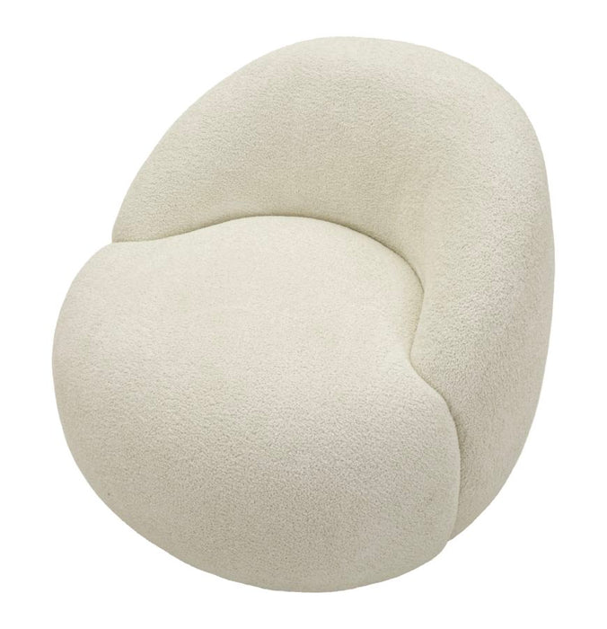 Poltrona Ginevra Bianca In Plywood Con Tessuto Bouclé Morbido E Comfort Nordic 81x78x64 Cm