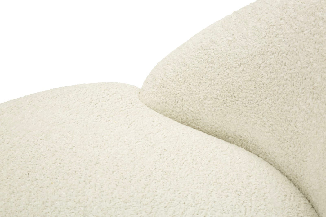 Poltrona Ginevra Bianca In Plywood Con Tessuto Bouclé Morbido E Comfort Nordic 81x78x64 Cm