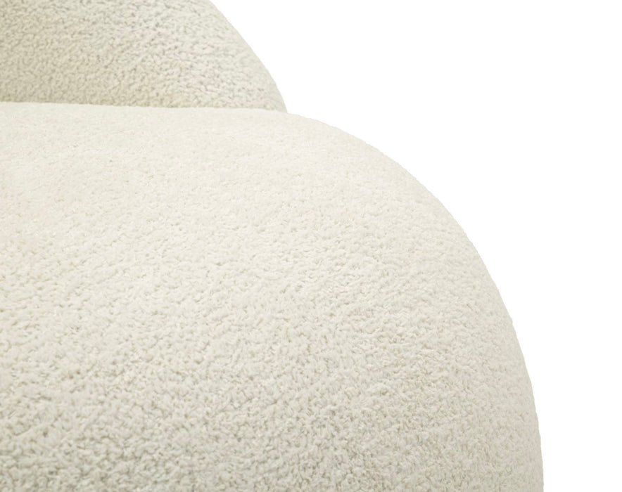 Poltrona Ginevra Bianca In Plywood Con Tessuto Bouclé Morbido E Comfort Nordic 81x78x64 Cm