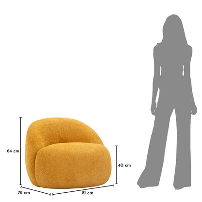 Poltrona Ginevra Senape Bouclé Con Struttura In Plywood Imbottitura In Schiuma E Poliestere 81x78x64 Cm