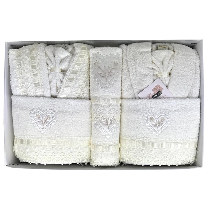 Completo Bagno Asciugamani Accappatoi Uomo Donna Set Pizzo Idea Regalo Corredo