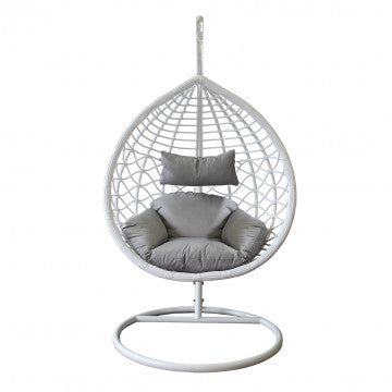 Dondolo con struttura metallo tortora e seduta wicker grigio, bianco o naturale