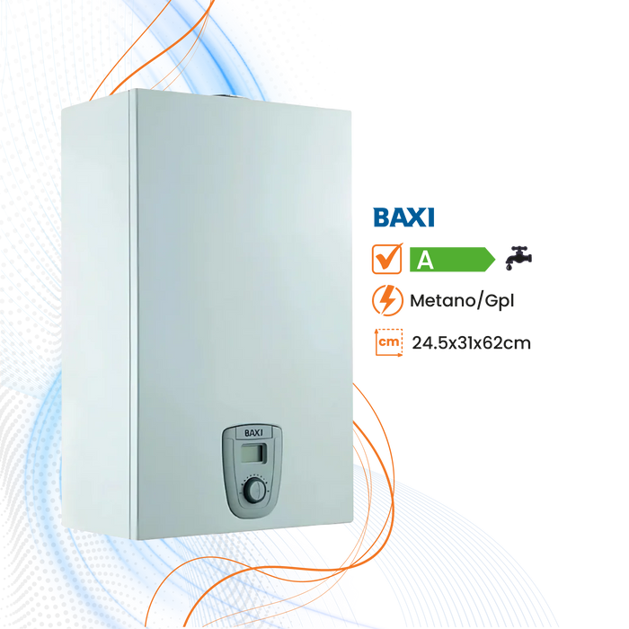 Scaldabagno Baxi AcquaPro Jet Blue FI Low Nox a Gas Camera Stagna