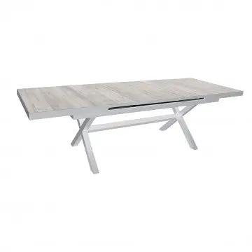 Table Djerba 200/260 X 100 - Structure aluminium et plateau céramique effet bois