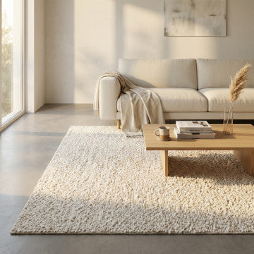 Tappeto in lana e juta avorio 160x230 cm, altezza 1 cm