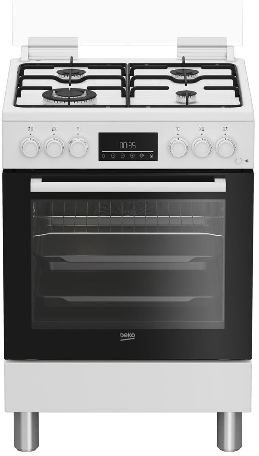 Cucina a Gas Beko 4 Fuochi Forno Elettrico 60x60 Bianco