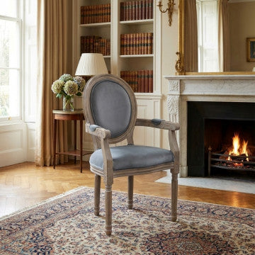 Poltrona in velluto grigio, dimensioni 55x46x96 cm, peso 6,3 kg
