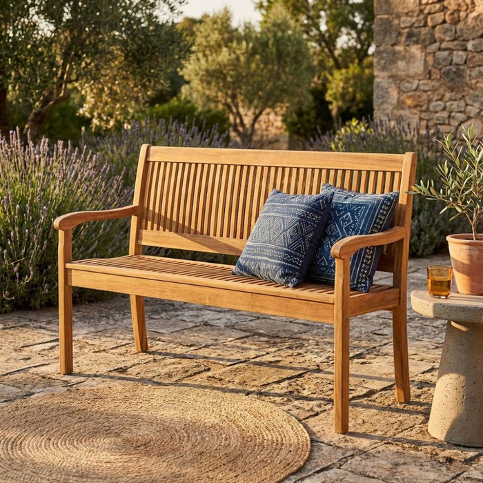 Panca 2 Posti Legno Acacia Massiccio 120x62x88h cm Marrone