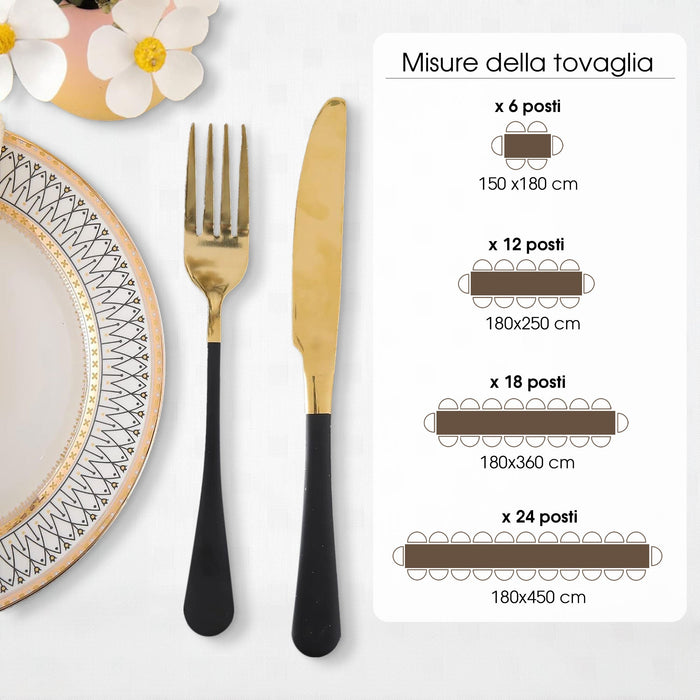 Tovaglia da Tavola 12 Posti tinta unita in Cotone Damina 0700