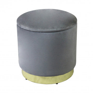 Pouf contenitore rotondo in velluto grigio scuro Ø 37 cm altezza 40 cm