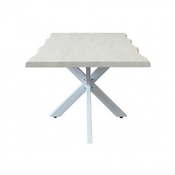 Tavolo piano MDF effetto legno struttura metallo bianca 160x90x75 cm