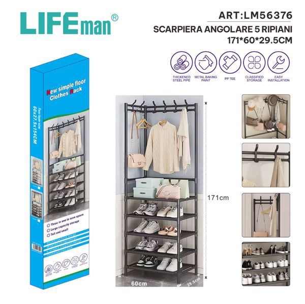 Scarpiera angolare angolare 5 ripiani