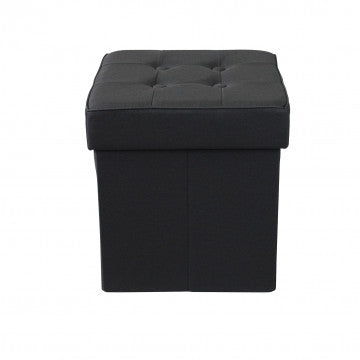 Pouf contenitore quadrato in tessuto nero 38x38x40 cm