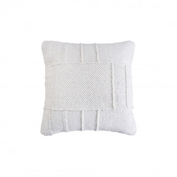 Cuscino quadrato in cotone e lana, 45x45 cm, altezza 8 cm, colore bianco